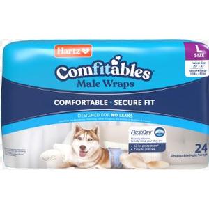 Hartz Comfitables Disposable Male Dog Wraps with Stretchy Waistband, Large 24 Count