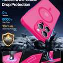 Magnetic for iPhone 16 Pro Max Case,Upgraded [Full Camera Protection][Compatible with Magsafe][Military Grade Protection] Shockproof Translucent Matte Phone Case for iPhone 16 Pro Max,Hot Pink