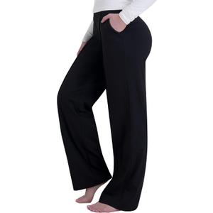 Sunzel Yoga Pants for Women with Pockets, Wide Leg Dress Pants, Business Casual & Work Sweatpants, Flowy Trousers for Travel (Black, S)