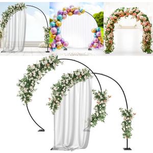 VerdeVista Convertible 6.5 FT Round Backdrop Stand - Heavy Duty Balloon Arch Stand with 2 Waterbags - Multiuse Photo Backdrop Arch, Black Circle Ring Balloon Arch Frame for Wedding Baby Shower & More 