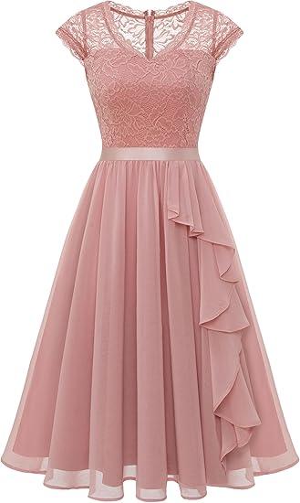 Wedtrend Women's Bridesmaid Dresses Short Prom Dress Ruffle Semi Formal Cocktail Dresses Floral Homecoming Dress L,Blush