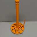 Cast Iron Paper Towel Holder, Vintage Chic Pumpkin Pattern Weighted Base Roll Paper Towel Holder Stand for Kitchen Bathroom Countertops, Orange