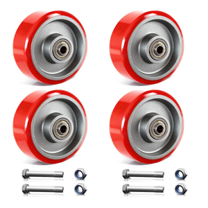 3 Inch Caster Wheels, Polyurethane on Cast Iron Wheel (Set of 4)- Heavy Duty Caster Wheels with 1400 lb Capacity, Industrial Casters Wheels for Cart Furniture Workbench