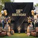 60ftx12ft Wrinkle Free Black Backdrop Curtain, 12 Panels 12FT Height Black Drapes for Wedding, Silky Polyester Photo Back Drop Cloth Draping for Birthday Party Photography Background