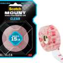 Scotch Double Sided Tape, Clear Mounting Tape, 1 Roll Adhesive Tape, 1 in x 125 in (10.4 ft), Holds Up to 15 Lbs., Features 3M Industrial Adhesive, Strong Permanent Bond on Contact (410H-MED-DC)