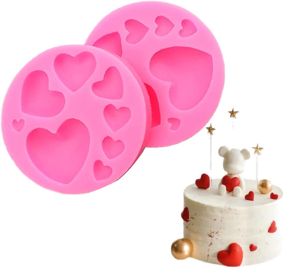 Heart Silicone Molds,2 Pieces Mixed Size Silicone Candy Molds, Heart Shape Molds for Chocolate, Cookie Decor, Pastry, Cake, Jelly, Pudding Making