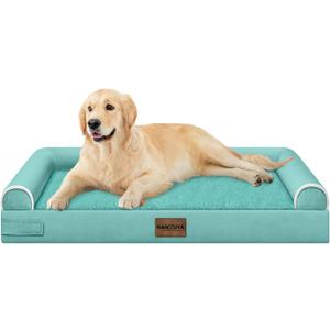 Large Dog Bed Orthopedic Washable: Beds Bolster XL Bed Medium Large Dogs Egg Crate Foam Couch Sofa Waterproof with Removable Cover - Aqua Blue (36.0"L x 27.0"W x 6.5"Th)
