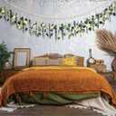 Eucalyptus Wall Decor with Led Light Wall Hanging Wooden Bead Garland Boho Nursery Decor Artificial Greenery Decor Modern Farmhouse Bathroom Decor Green Leaves Room Decor for Home Bed Decorations