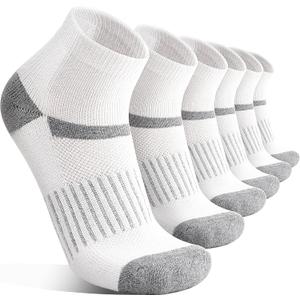 6 Pairs Merino Wool Ankle Running Hiking Socks Compression Support Breathable Thick Cushion No Show Socks for Women Men (M)