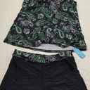 Yonique Two Piece Tankini Swimsuits for Women with Shorts Tummy Control Bathing Suits Athletic Swimwear Black and Green Paisley M