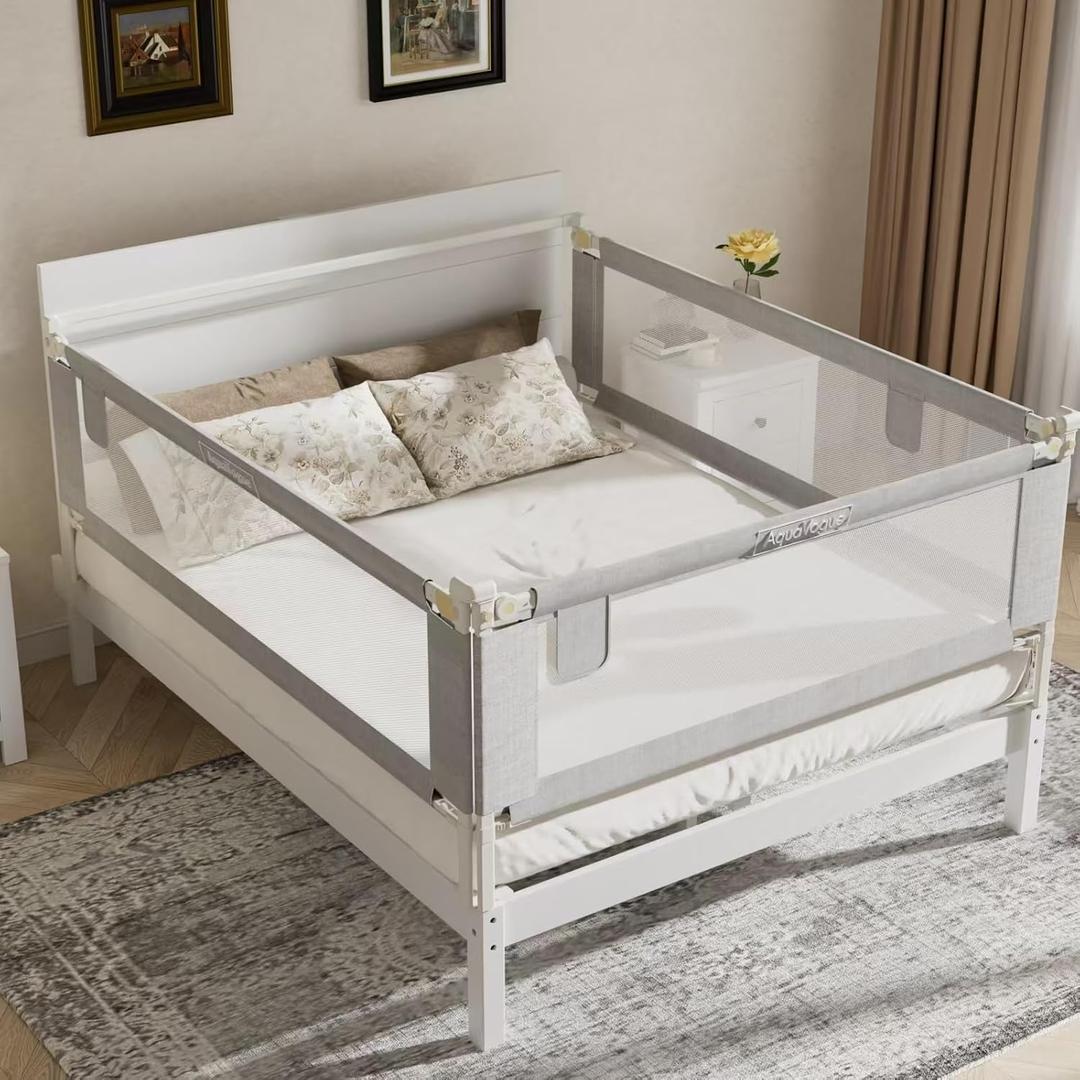 3-Pack Bed Rails for Toddlers with Headboard Rod - Height Adjustable Baby Bed Rail Guard Specially Designed for Twin Size (74.8 x 74.8 x 39 Inch)
