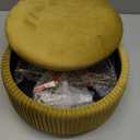 Cpintltr Velvet Foot Rest Stool Multipurpose Dressing Stools Upholstered Round Storage Ottoman Modern Soft Vanity Chair with Memory Foam Seat Yellow