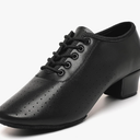 Dance Shoes for Women, Lace-up Black Jazz Shoes, Professional Latin Dance Heels, Ballroom Salsa Dance Shoes, Closed-Toe Split-Sole Low-Heel, Teaching Practice Performance Character Shoes (Size 10)