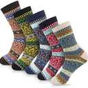 Jupengmg 5 Pairs Thick Socks for Men - Winter Warm Thermal Hiking Socks, Nordic Vintage Crew Socks for Men, Breathable & Cozy
