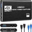 Capture Card Nintendo Switch, 4K HDMI Video Capture Card, 1080P 60FPS, HDMI to USB 3.0 Capture Card for Streaming Work with Camera/Xbox/PS4/PS5/PC/OBS (Black)