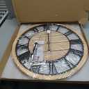 LEIKE 24 Inch Large Wall Clock - Rustic Wooden Silent Non-Ticking Wall Clock with Black Metal Frame, Vintage Farmhouse Decorative for Living Room, Bedroom, Kitchen - Roman Numerals, Modern Design