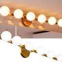 Lightdot 38" 6-Light Modern Bathroom Vanity Light | Matte Gold Straight Frame with White Globe Water/Shatterproof Shades | Dimmable Rust-Proof Lighting for/Bathroom/Livingroom/Mirror/Cabinet-Gold (6L-Gold)