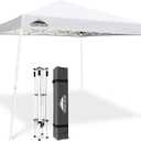EAGLE PEAK 10x10 Slant Leg Pop-up Canopy Tent Easy One Person Setup Instant Outdoor Beach Canopy Folding Portable Sports Shelter 10x10 Base 8x8 Top (White)
