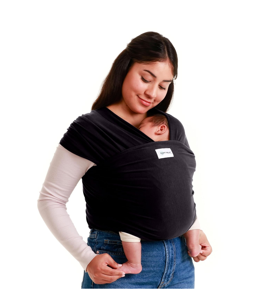 Sleepy Wrap Stretchy Ergonomic Baby Carrier Sling for Newborns to Toddlers - Hands-Free Lightweight Baby Wrap 7-35 lbs (Sable Black)