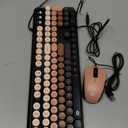 FOPETT 8870P Wired Keyboard and Mouse Combo - Full-Sized Computer Keyboards with 104 Round Keys Retro Typewriter Mouse and Keyboard for PC Windows Desktop Laptop - Black-Berry Colorful