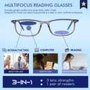 SKYOAK Premium 2 PACK Durable Progressive Multifocus Reading Glasses Men Blue Light Blocking Computer Reader