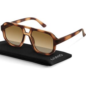 livho Trendy Polarized Square Aviator Sunglasses Women Men Square Eyewear Frame, Retro Sun Glasses for Women Men 2025 Shades (Brown Tortoise/Brown)