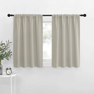 NICETOWN Blackout Curtains for Living Curtains, Room Darkening Window Curtain Panels, Easy-Care Solid Thermal Insulated Draperies/Drapes for Daughter Room (Natural, 2 Panels, 34 by 36)