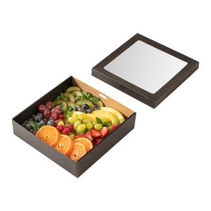 Restaurantware Cater Tek 9 x 9 x 2.4 Inch Baked Goods Boxes 30 Greaseproof Pastry Boxes - Window Lids Insert Tab Lock Black Paper Catering Boxes Easy Assembly For Charcuterie Or Cupcakes