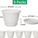 3 Packs 10 inch Plant Pots + Saucer, Planters for Indoor & Outdoor Plants with Drainage Holes | Plastic Flower Pots, Large Planter (Beige, 10 inch)