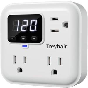 Surge Protector 3-Outlet Power Strip w/Advanced Voltage Protection, 80V-140V Power Surge Protectors for Refrigerator, TV, Computer | LED Display Voltage Monitoring Fireproof UL94V-1