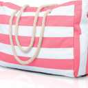 Becokan Beach Bag Large Beach Tote Bag for Women Waterproof Sandproof Swim Pool Bag With Zipper (Pink)