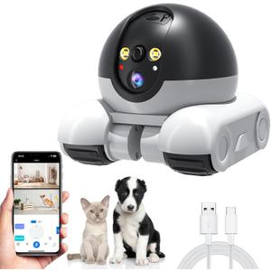 Pet Camera Home Security Camera,1080P Indoor Movable Cameras,2 Way Talk,Motion Detection,Night Vision,Wireless House Movable Cameras with APP Remote Control for Cats Dogs