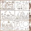 Large Flower Stencils for Painting on Walls Fence - 16x11 Inches Reusable Jumbo Wildflower Stencils for Crafts, Canvas, Paper, Garden, Fabric, Furniture, Outdoors (floral6)