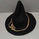 Witch Wizard Hat for Adults, Felt Wide Brim Pointed Hat, Oktoberfest, Halloween Scarecrow Costume Accessory (Black)