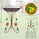 DREAMSOUL 20" Dia Large Bird Bath Stand, Bird Bath for Outside with Detachable Basin, Metal Birdbath with Colorful Hummingbird Pattern Garden Decor