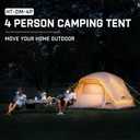 Happy Travel Camping Tent, 4 Person Dome Tents for Camping with Rainfly, Waterproof Clip Easy Setup Portable Family Tent with Mesh Windows, 20% More Headroom Backpacking Tents for Camping & Hiking