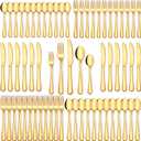 EUIRIO 80Pcs Gold Silverware Set, Stainless Steel Flatware Cutlery Set Service for 16, Mirror Polished Gold Utensils Set Include Forks Spoons Knives for Home, Wedding, Restaurant, Dishwasher Safe