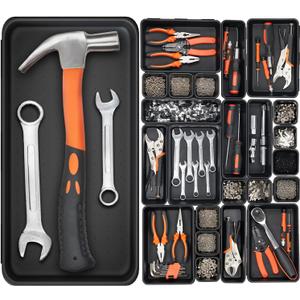 20 Pack Tool Box Organizer Tray, 5-sizes Large 12'' Tool Box Organizers And Storage, For Hammer, Wrench, Screw, Small Parts Toolbox Organization, Tool Cart Chest Garage Drawer Organizer Tray, Black