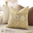 Vintage Floral Print Throw Pillow Covers 22x22 Set of 2 Neutral Modern Farmhouse Pillowcases Accent Decorative Cushion Covers Boho Home Decor for Couch Sofa Chair Bed Living Room, Yellow