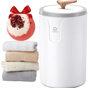 [Upgraded Comfort & Silent] Towel Warmer Bucket, 20L Fast Heating Towel Warmer for Spa & Bathroom, Wood Handle Auto-Off Blanket Heater Time Adjustable for Family, Gym, PJs Perfect Winter Gifts (White)