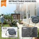 Giraffe Tools AW40 Retractable Hose Reel 5/8" x 90 ft Wall Mounted Garden Hose Reel Heavy Duty, Automatic Rewind, 180 Deg Swivel, Any Length Lock, 9 Pattern Nozzle, 90 ft, Dark Grey