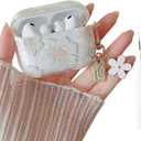 MINSCOSE Compatible with AirPods Pro 3rd Generation Case (2025) with Cleaner Kit,Cute Cartoon Flower Pattern Design with Floral Keychain, Soft TPU Protective Shockproof Case for AirPods Pro 3-White