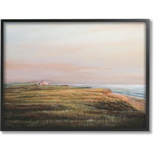 Stupell Industries Distant Seaside Cottage Rural Beach Ocean View Framed Wall Art, Design By Tom Mielko (20L" x 1.5W", Black Framed)