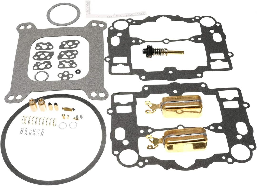 Carburetor Rebuild Kit with Brass Floats Replacement for 1400 1405 1406 1407 1409 1410 1411 Carburetor AFB 4 Barrel 500 600 650 700 750 800 CFM Marine Carburetor (With Bowl Cover Gasket)