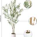 Artificial Fake Olive Tree 5FT Tall 1Pack with White Planter Faux Silk Olive Tree for Home Living Room Office Decor Faux Artificial Plants Indoor with Fruit & Free Moss