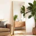 Mirror Full Length, Upgraded Body Wall Mirrors with Shatter-Proof Glass, Floor Standing, Hanging or Leaning, Tall Mirror with Stand Aluminum Alloy Frame for Bedroom (59"L x 16"W, Gold-rect)