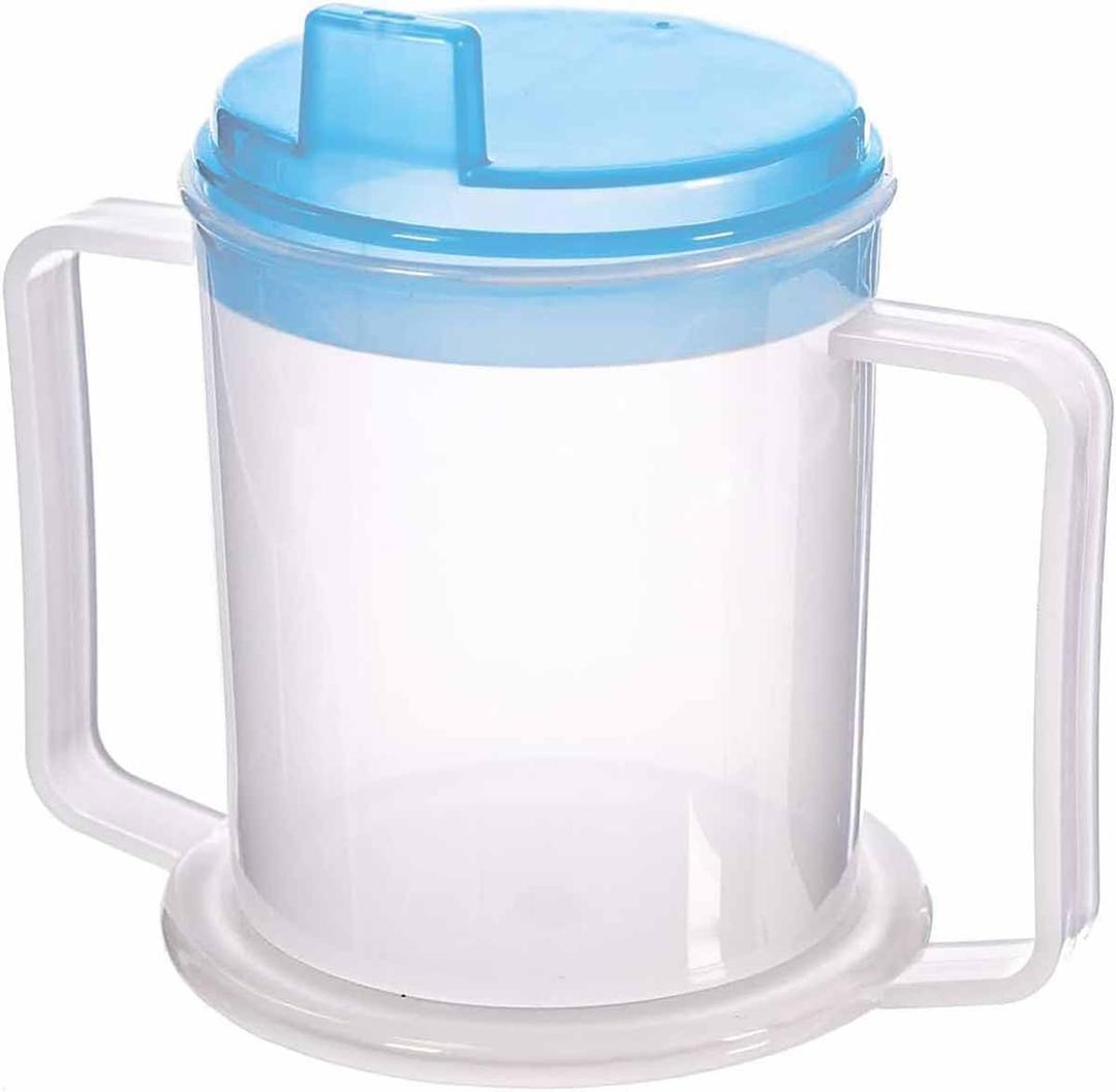 Life Healthcare Adult Drinking Cup for Elderly  300ml Non Spill Cups  Dishwasher Safe Non-BPA Plastic Two Handled Cup for Elderly  Plastic Beakers for Adults, Disability People