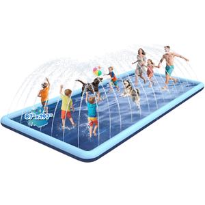 197"x 87" Splash Pad for Dogs, Non-Slip, Rantangle Splash Pad for Kids Ages 4-8,Giant Splash Pads for Toddlers 1-3, Dog Sprinkler Shallow Pool, Outdoor Water Toys for Backyard, Teal