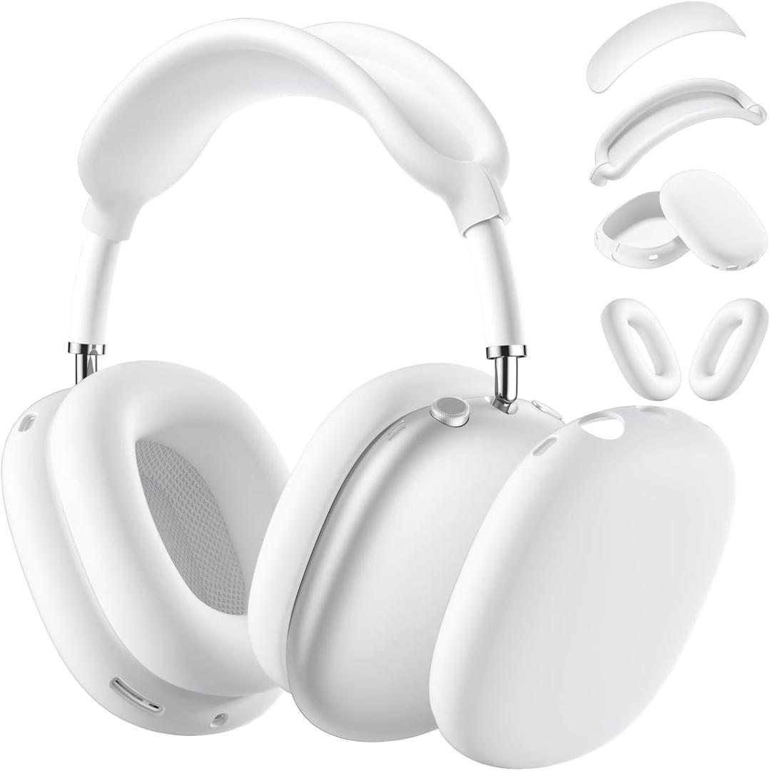 Lerobo Soft Case for AirPods Max, 360° Protection - Ear Pad, Headband & Ear Cups Cover - Accessories Skin Protector (White)