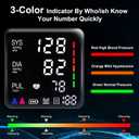 Blood Pressure Monitor, 9-17'' & 13-21'' Extra Large Blood Pressure Cuff Upper Arm, LED Color Backlit Screen Automatic Digital Blood Pressure Machine with USB Cable and 4 AAA Batteries